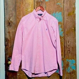Pink mens polo button down